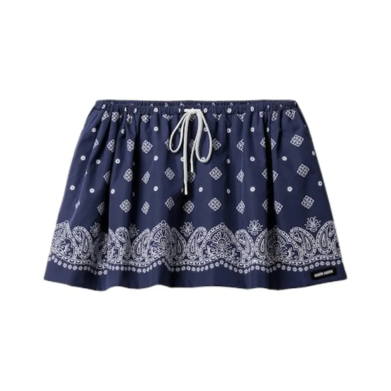 MIU MIU Paisley Printed Drawstring Mini Skirt-0