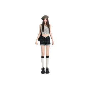 NVRFRGT Denim Shorts Women's Navy Black