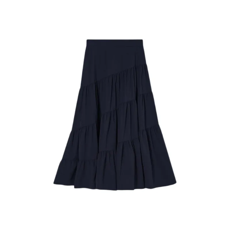 Goodland Casual Long Skirts Women's Navy Blue-0