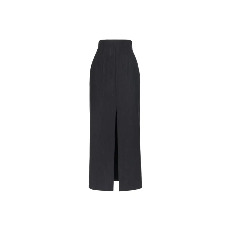 Alexander McQueen Pinstriped Front Slit Pencil Skirt-0
