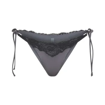 SKIMS LACE SWIM TIE BIKINI BOTTOM Swimming Shorts Women's GUNMETAL/Bronze