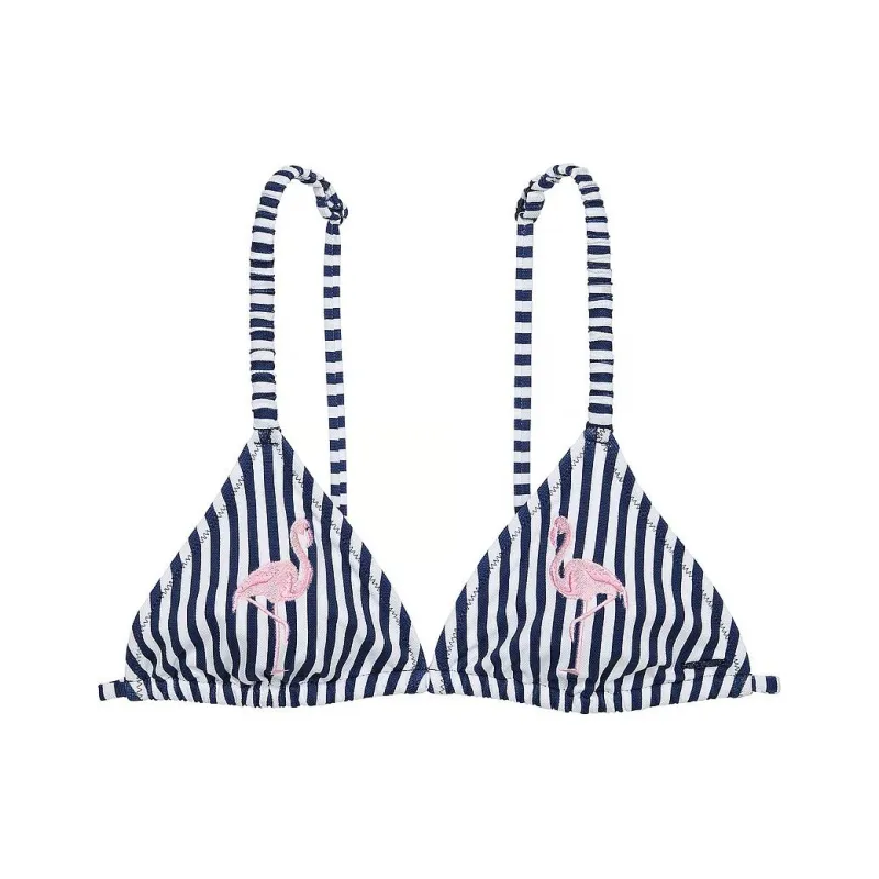Victoria's Secret PINK SCRUNCHIE TRIANGLE BIKINI TOP / FS Bikini Women's Flamingo Stripes-0