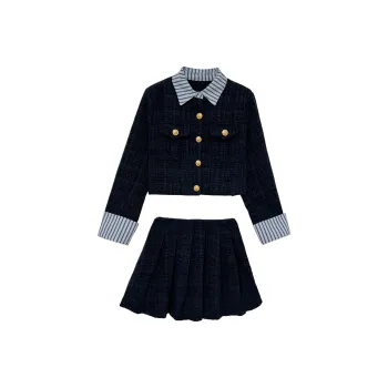 Icicofficial Skirt Set Women's Navy Blue