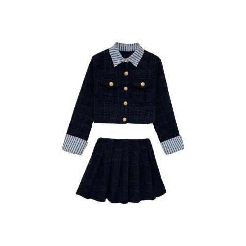 Icicofficial Skirt Set Women's Navy Blue