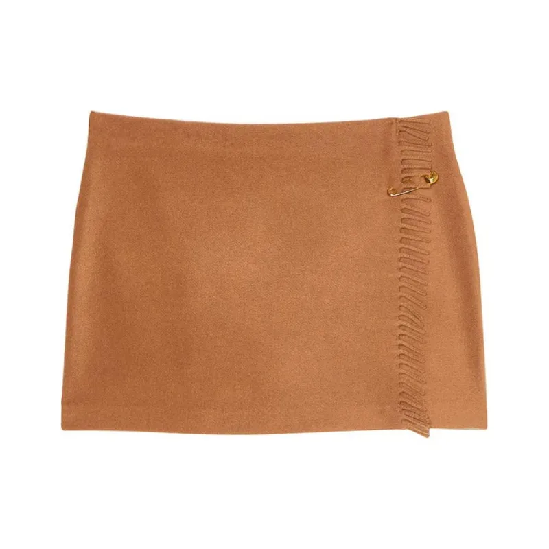Victoria's Secret PINK Blanket Wrap Mini Skirt / Beige Casual Short Skirts Women's Light Brown-0