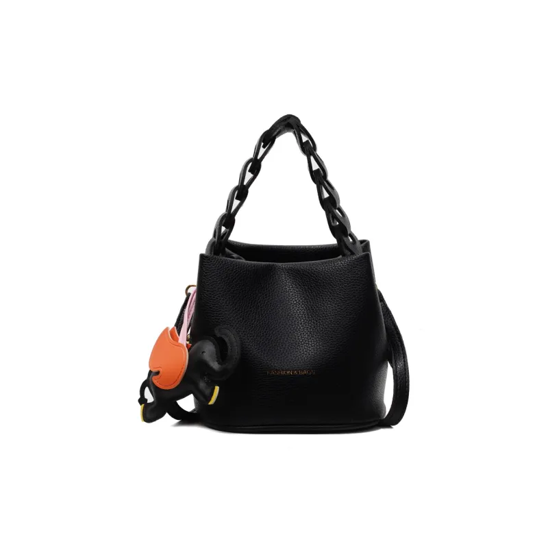 Paulinka PU Bucket Bag, One Shoulder Handbag Women's Ecru Black/Silver/Blue Pink-14