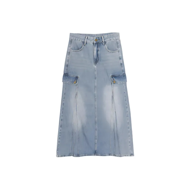 SETIROM Casual Long Skirt Women's Blue-0