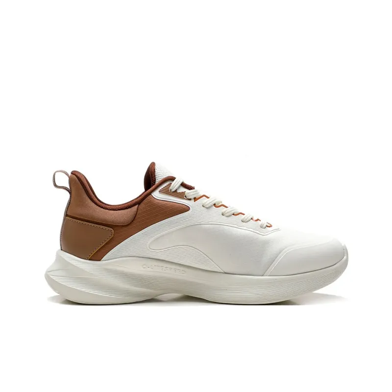 QIAODAN Cushioning, Wear Resistant Low Top Casual Running Shoes Men's White Brown-1