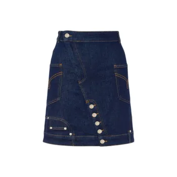 MOSCHINO Jeans Logo Patch Denim Mini Skirt