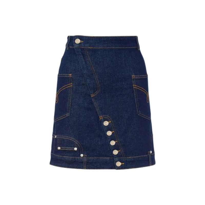 MOSCHINO Jeans Logo Patch Denim Mini Skirt-0