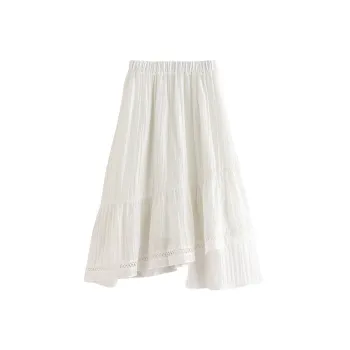Initial Language Casual Long Skirt Women's White