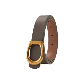 PIERRE CARDIN Cow Leather Inward Curling Style Cinched Waist Slimming Plate Buckle Belt Women's 2.4cm