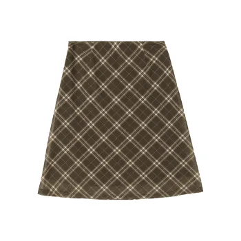 3COLOUR Casual Short Skirts Women's Chestnut Plaid
