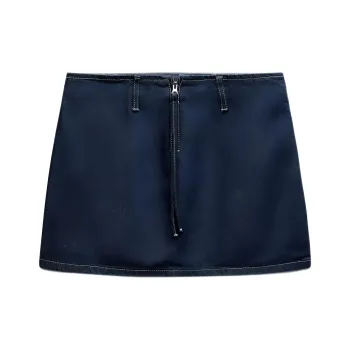 ZARA Denim Short Skirts Women's Deep Indigo Cyan