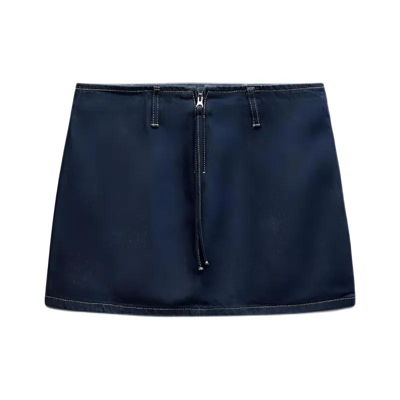 ZARA Denim Short Skirts Women's Deep Indigo Cyan-0