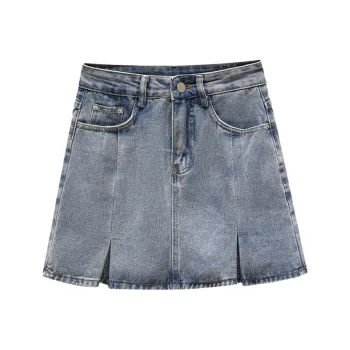 Concubine Zhu Denim Short Skirts Women's Light Blue