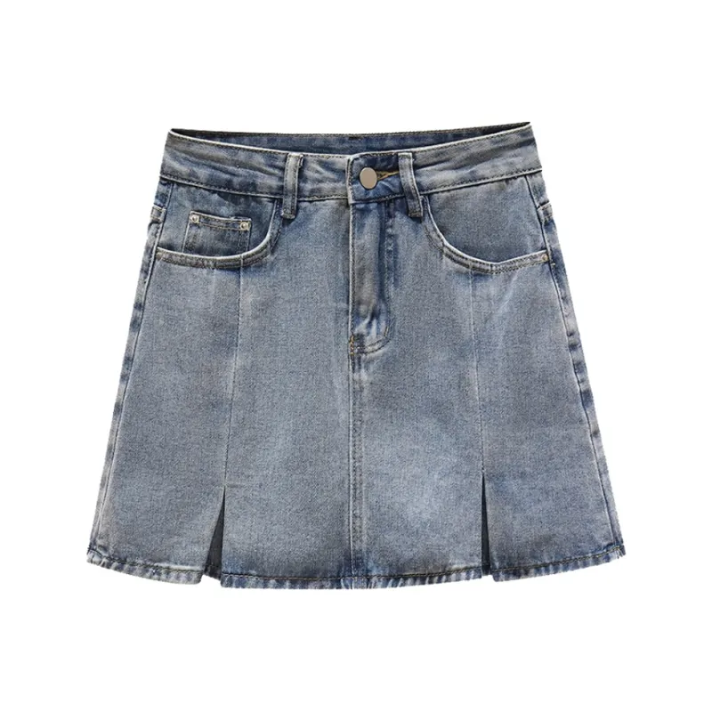 Concubine Zhu Denim Short Skirts Women's Light Blue-0