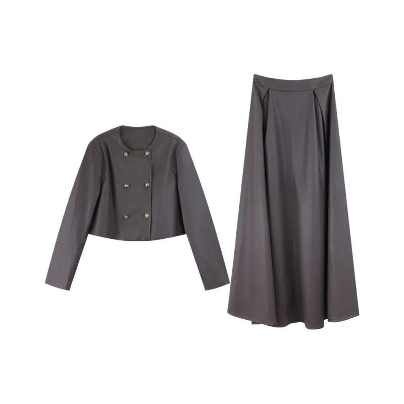 DianThia Skirt Set Women's Brown-0