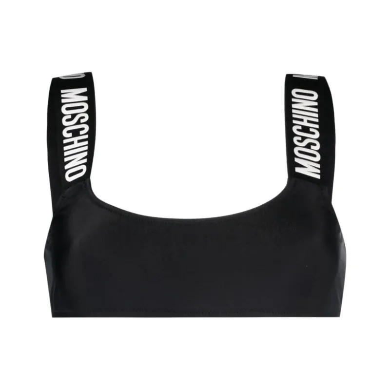 MOSCHINO Logo Tape Scoop neck Bikini Top-0