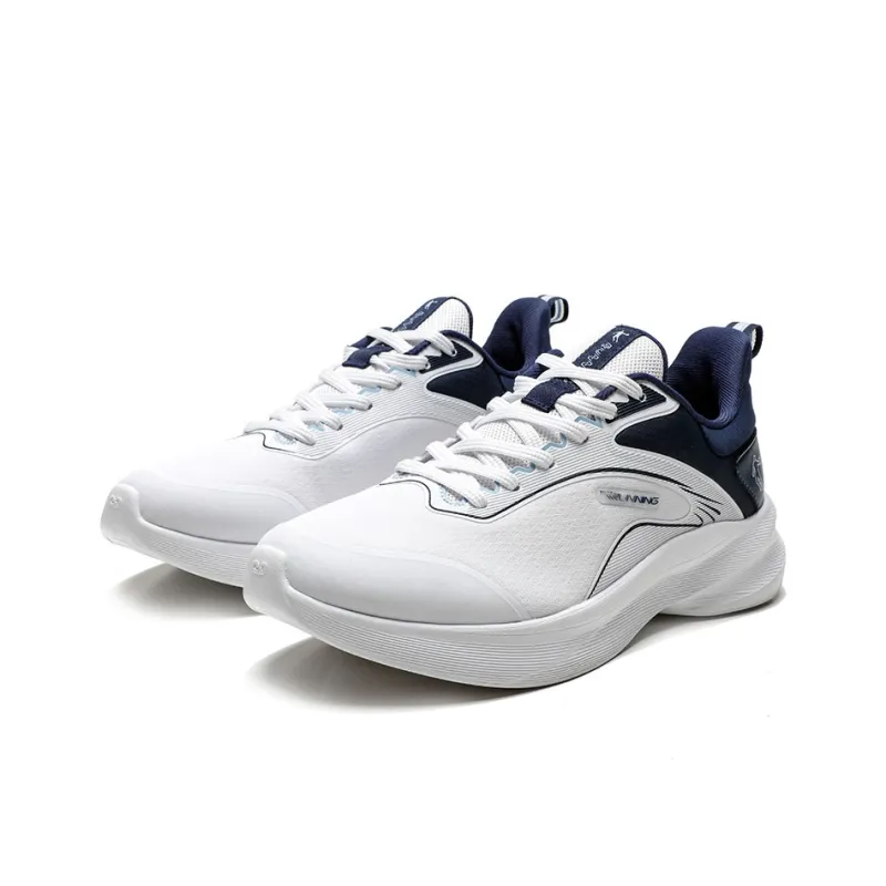 QIAODAN Cushioning, Wear Resistant Low Top Casual Running Shoes Men's White Blue-2