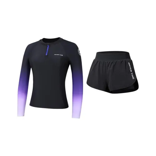 Watertime Two-Piece Swimsuits Women's Black Purple Gradient