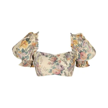 Selkie Collection SS24 Bikini Women's Golden With Romantic Rose Print
