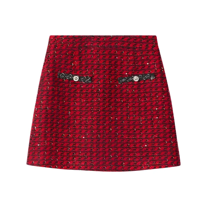 PSALTER Casual Short Skirts Women's Maroon-0