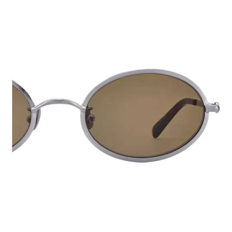 Fakeme Metal Oval Sunglasses Unisex Silver-2