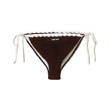 MIU MIU Cotton Bikini Panties With Logo Swimming Shorts Women's Brown
