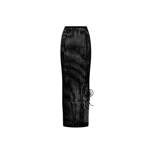 A. ROEGE HOVE 블랙 여성 캐주얼 롱 스커트