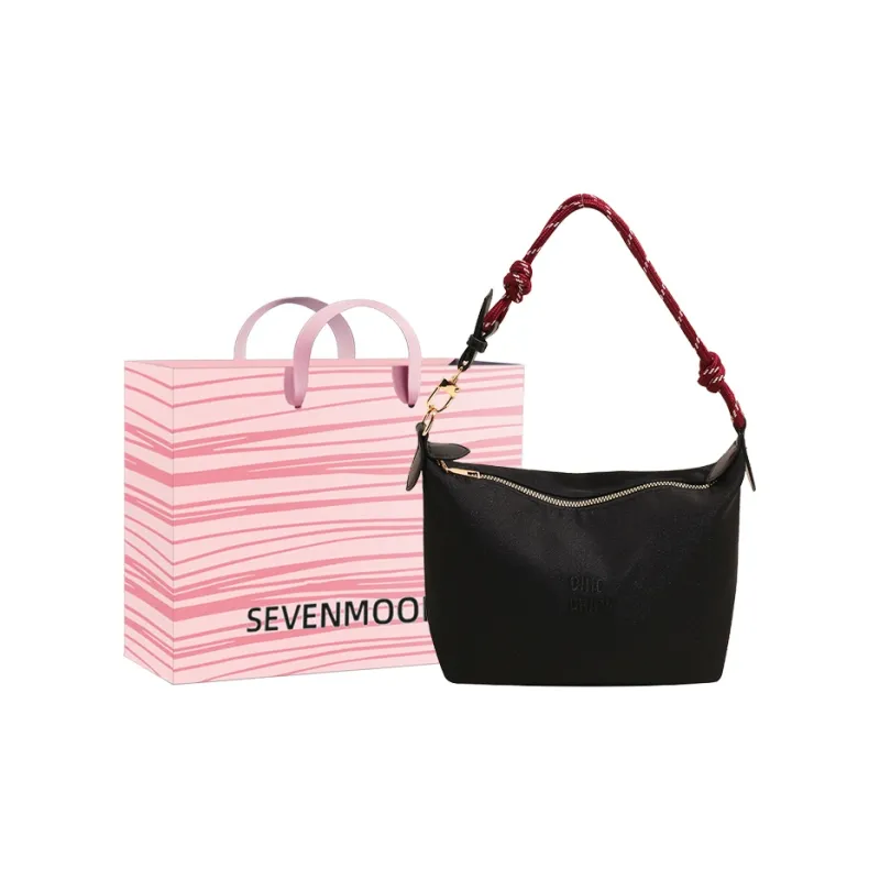 SEVENMOONS Nylon Fabric Handbag Women's Ecru/Black-3