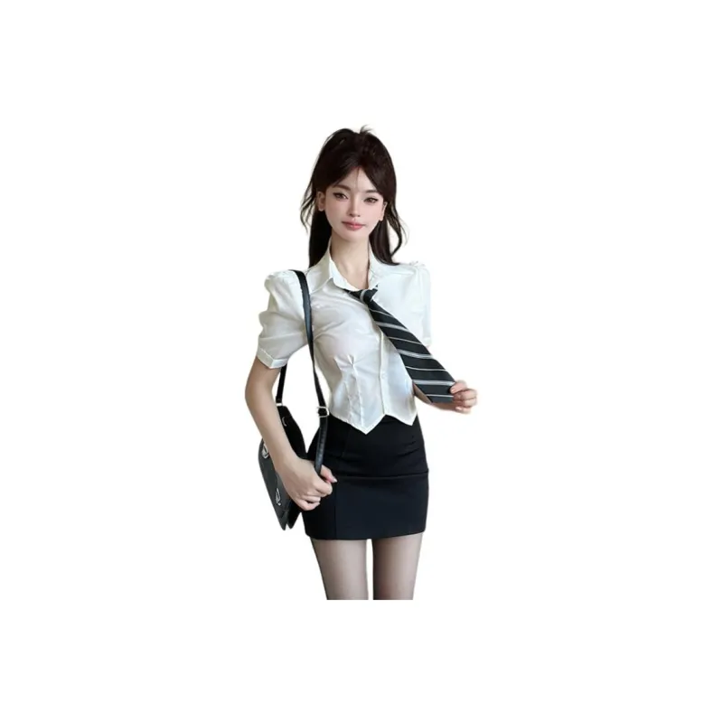DGMZ Uniforms Women's Shirt Tie Black Dress Set-0