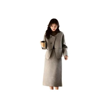 Still Quiet Skirt Set Women's Beige Coffee Two Tone