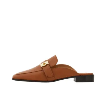 FERRAGAMO Hug Rubber Sole Quiet Closed Toe Slippers Women's Brown