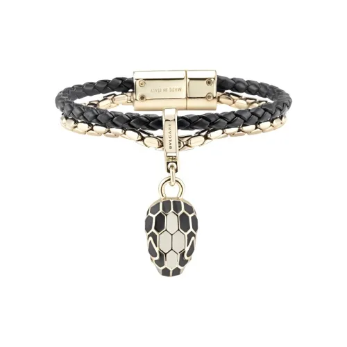 BVLGARI Metal Calf Leather Bangles Women's Black