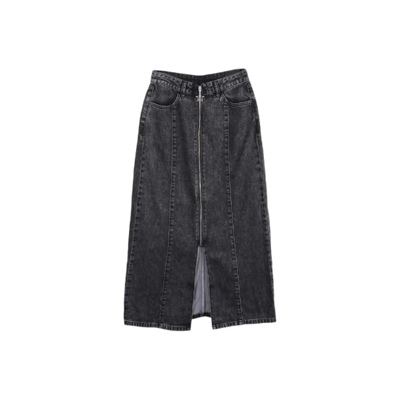 A21 Casual Long Skirts Women's Dark Gray-0