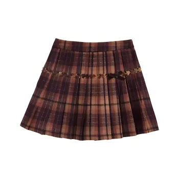 ZIHAN Casual Short Skirts Women's Red Plaid