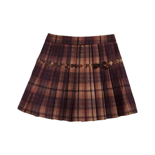 ZIHAN Casual Short Skirts Women's Red Plaid