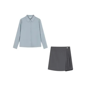 Mo Han Yi Mei Skirt Set Women's Upper Gray Blue, Lower Gray