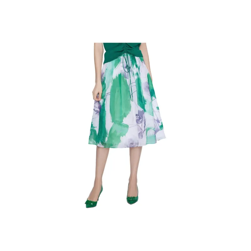 BBLLUUEE Casual Long Skirt Women's Forest Green-0
