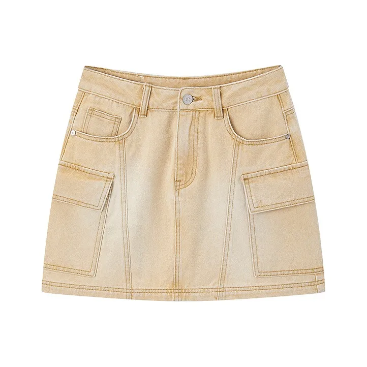 LEDIN Denim Short Skirts Women's Ginger Yellow-0