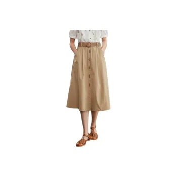 ZIHAN Casual Long Skirts Women's Khaki