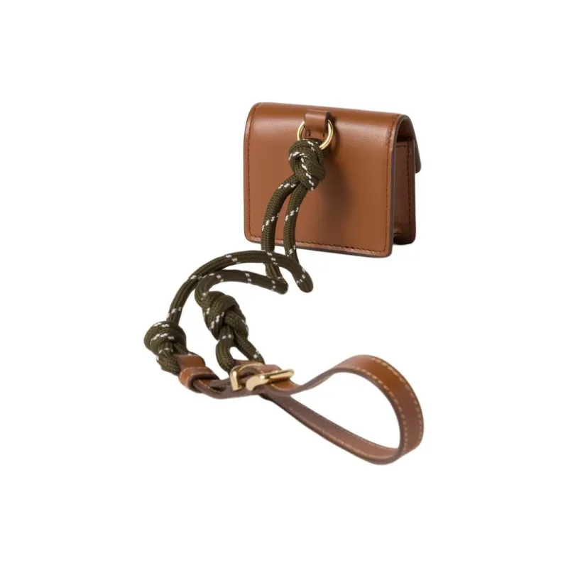 MIU MIU Leather Earphone Case Women's Brown-1