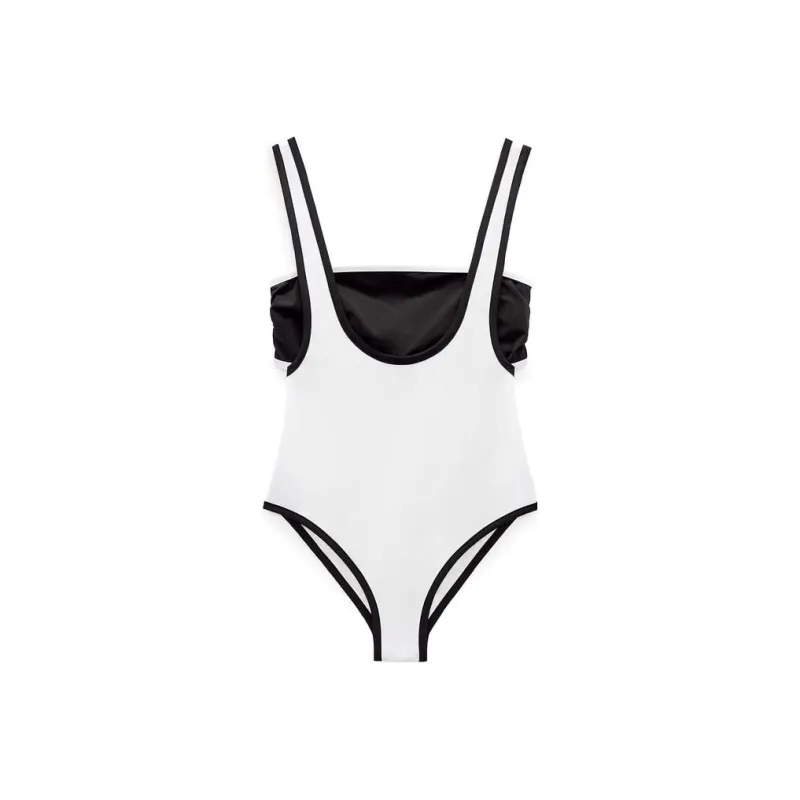 Barbie X ZARA X Barbie Co-brand One-Piece Swimsuits Women's White-0