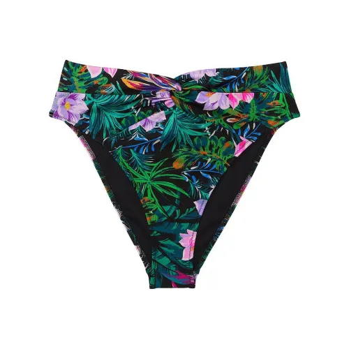 Victoria's Secret Mix & Match High-Waist Twist Cheeky Bikini Bottom / BT Swimming Shorts Women's Black Tropical