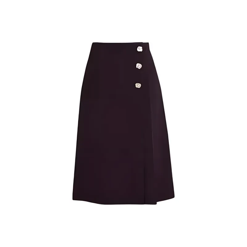 HDFULERN Casual Long Skirts Women's Burgundy-0