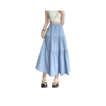【dme】 Casual Long Skirt Women's Lake Blue