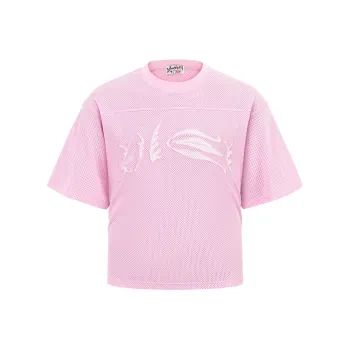 MOONWAV American Knitted Fabric Mesh Short Sleeved T Shirts Jersey Unisex