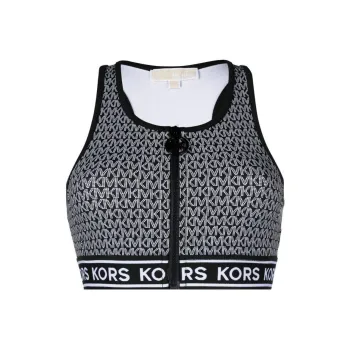 MICHAEL KORS Monogram print Zip up Bikini Top