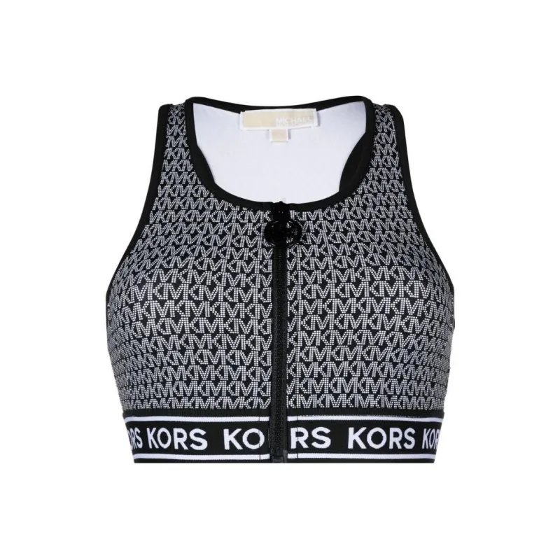 MICHAEL KORS Monogram print Zip up Bikini Top-0